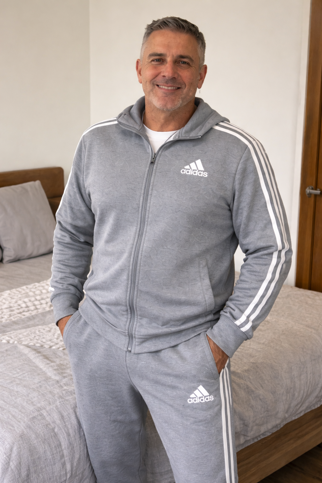 Hombre 45 a&ntilde;os con conjunto gris - rese&ntilde;a